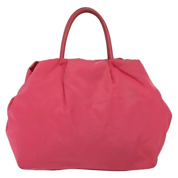 PRADA Hand Bag Nylon Pink Gold Auth
